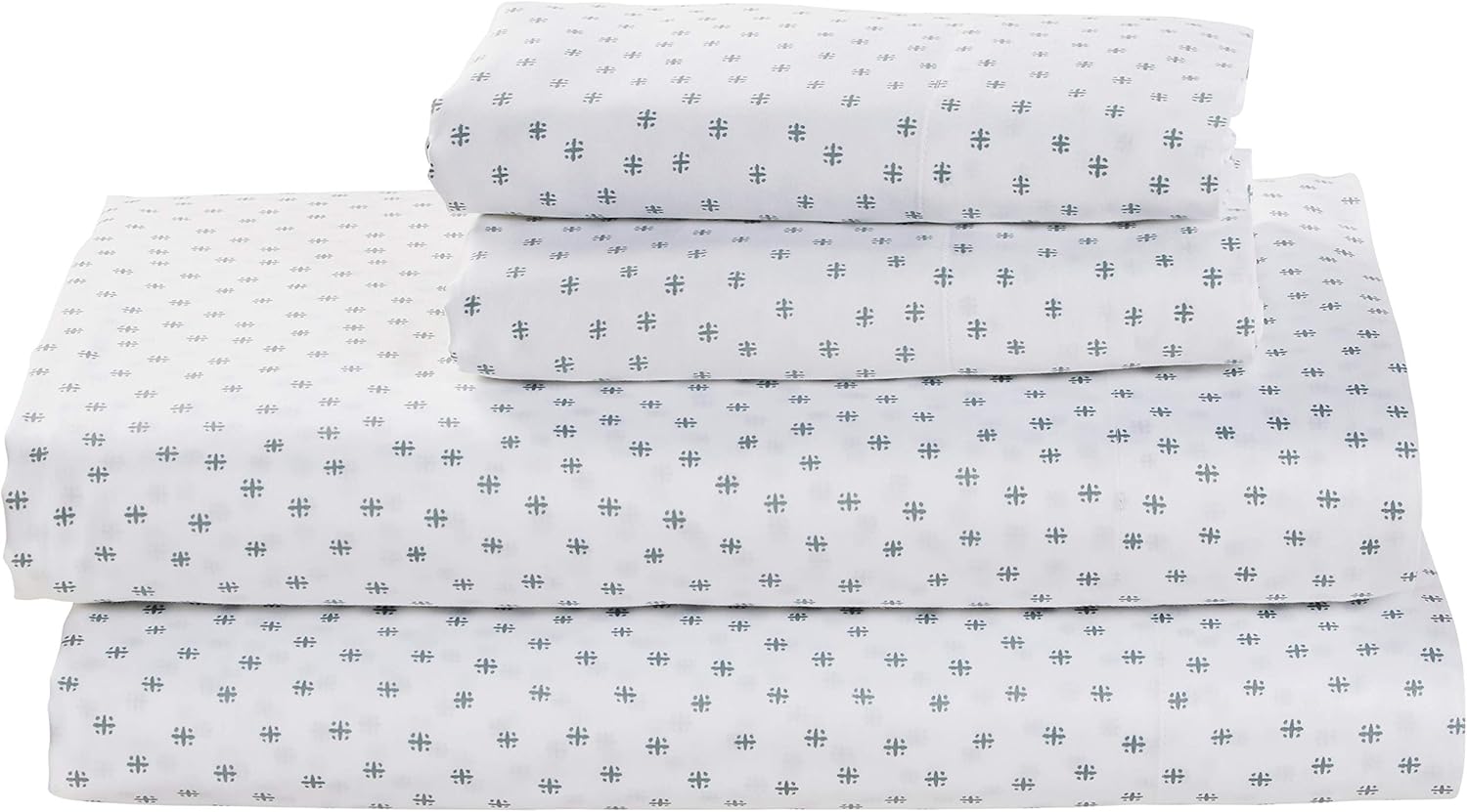 Amazon Brand – Stone & Beam Starburst 100% Cotton Sateen Bed Sheet Set, Queen, Oasis