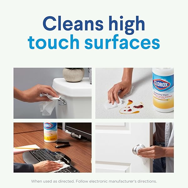 CLOROX DISINFECTING CLEANING WIPES, BLEACH FREE, FRESH SCENT, 75 COUNT, PACK OF 6 (PACK MAY VARY)