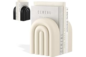 KIVY Concrete Book Ends for Shelves - Heavy Book Ends - Decorative Bookends for Heavy Books - Decorative Book Ends - Book Sto