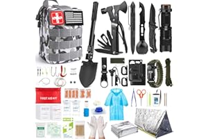 ANJIME Survival Kits,222 PCS Emergency Survival Gear First Aid Kits with Molle System Compatible Bag Outdoor Camping Gear Emergency Kits for Hunting,Hiking,Fishing, Gifts for Men Women