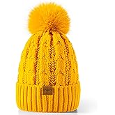 Gopaice Womens Winter Knitted Beanie Hat,Warm Fleece Lined Soft Chunky Trendy Ski Cap with Cute Pom Pom