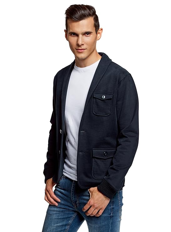oodji Ultra Herren Jersey-Blazer mit Seitentaschen