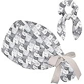 Nurse Scrub Caps for Women - Adjustable Ponytail Hat with Sweatband & Scrunchie | with Button Working Cap for Nurses