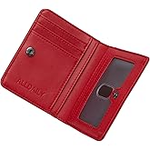 Alldaily Small RFID Wallet for Women Slim Compact Bifold Pocket Ladies Travel Mini Purse (Red)