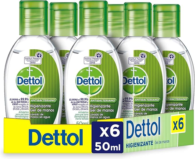 Dettol - Gel hidroalcoholico higienizante de manos - 50 ml x 6