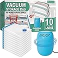 Space Saver Vacuum Storage Bags with Electric Pump - 10 Large Bags for Clothes, Comforters, Blankets, Bedding