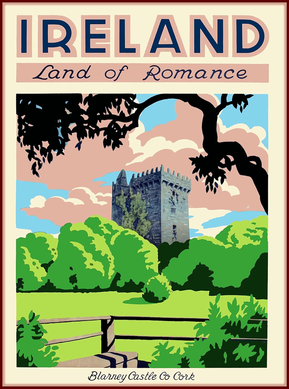 Amazon Com A Slice In Time Ireland Land Of Romance Blarney Castle Co Cork Great Britain Vintage Irish Travel Art Wall Home Decor Collectible Poster Print 10 X 13 5 Inches Posters Prints