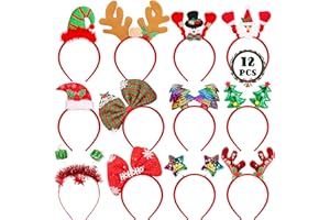 HOVACY Christmas Headbands and Costume Headwear, Xmas Santa Christmas Accessories Decorations Party Favors for Women