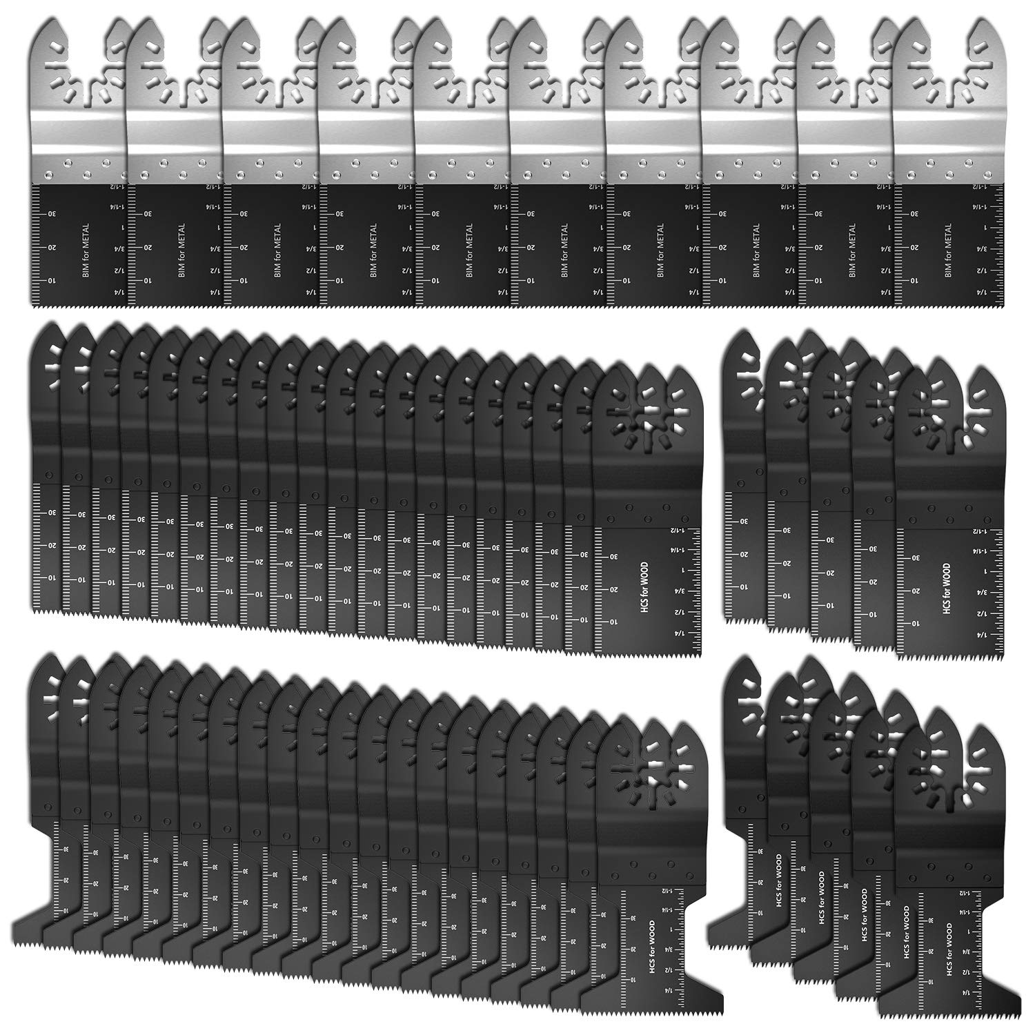 60pcs Multi Tool Blade Oscillating Saw Blades Wood Metal Cutting Universal Quick Release Multitool Accessories for Bosch Craftsman DeWalt Dremel Fein Ridgid Tch