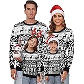 Totatuit Family Matching Christmas Sweater Elk Christmas Tree Print Pullover Tops Ugly Knitted Knitwear