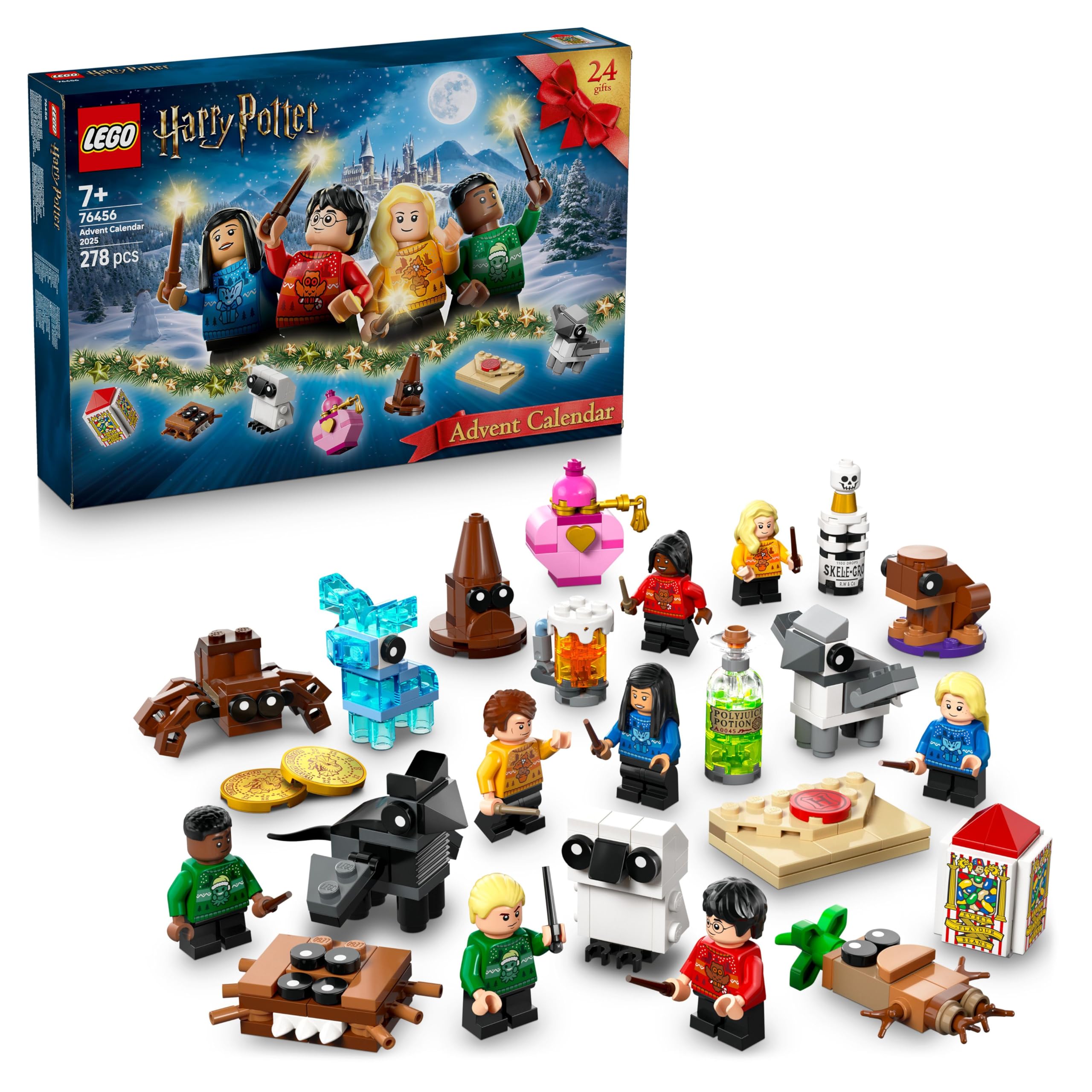 LEGO Harry Potter Advent Calendar 2025 for 7+ Year Old Boys & Girls - Christmas Countdown Toy with 24 Surprises incl. 8 Minifigures in Festive Jumpers, & Mini Builds - Gift Idea - 76456