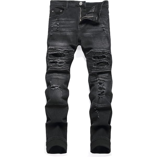 Amazon.com: Men's Jeans with Holes in Knees Stretch Slim Pants
