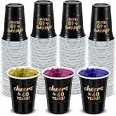 Suttmin 50 Pack 40th Birthday Decoration Cups 16 oz Cheers to 40 Years | Disposable, Plastic, Black Gold Cups, for Men Women, Hot Cold Drinks, for Wedding Anniversary Party Supplies Favors