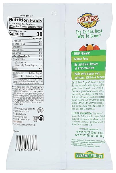 EARTHS BEST ORGANIC STRAWBERRY SWEET & VEGGIE STRAWS, 2.75 OZ