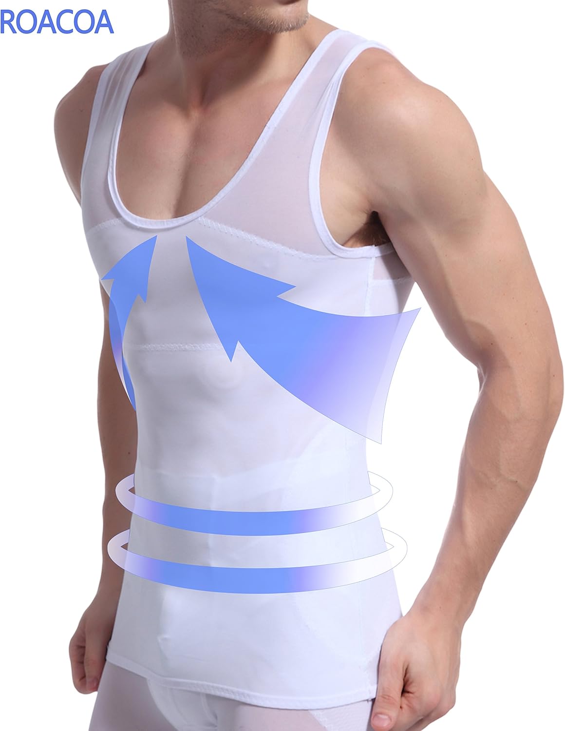 Roacoa Slimming Body Shaper for Men, Tummy Control and Gynecomastia Compression Undershirt: Clothing