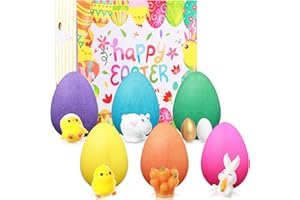 Leelosp Easter Bath Bomb with Toys for Kids, 6 Packs Bubble Bomb with Surprise Toy Inside Easter Egg Bath Gift for Boys Girls