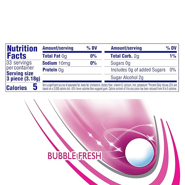 MENTOS ALWAYS WHITE BUBBLE FRESH SUGAR FREE GUM WITH XYLITOL SWEETENER, 100 COUNT BOTT