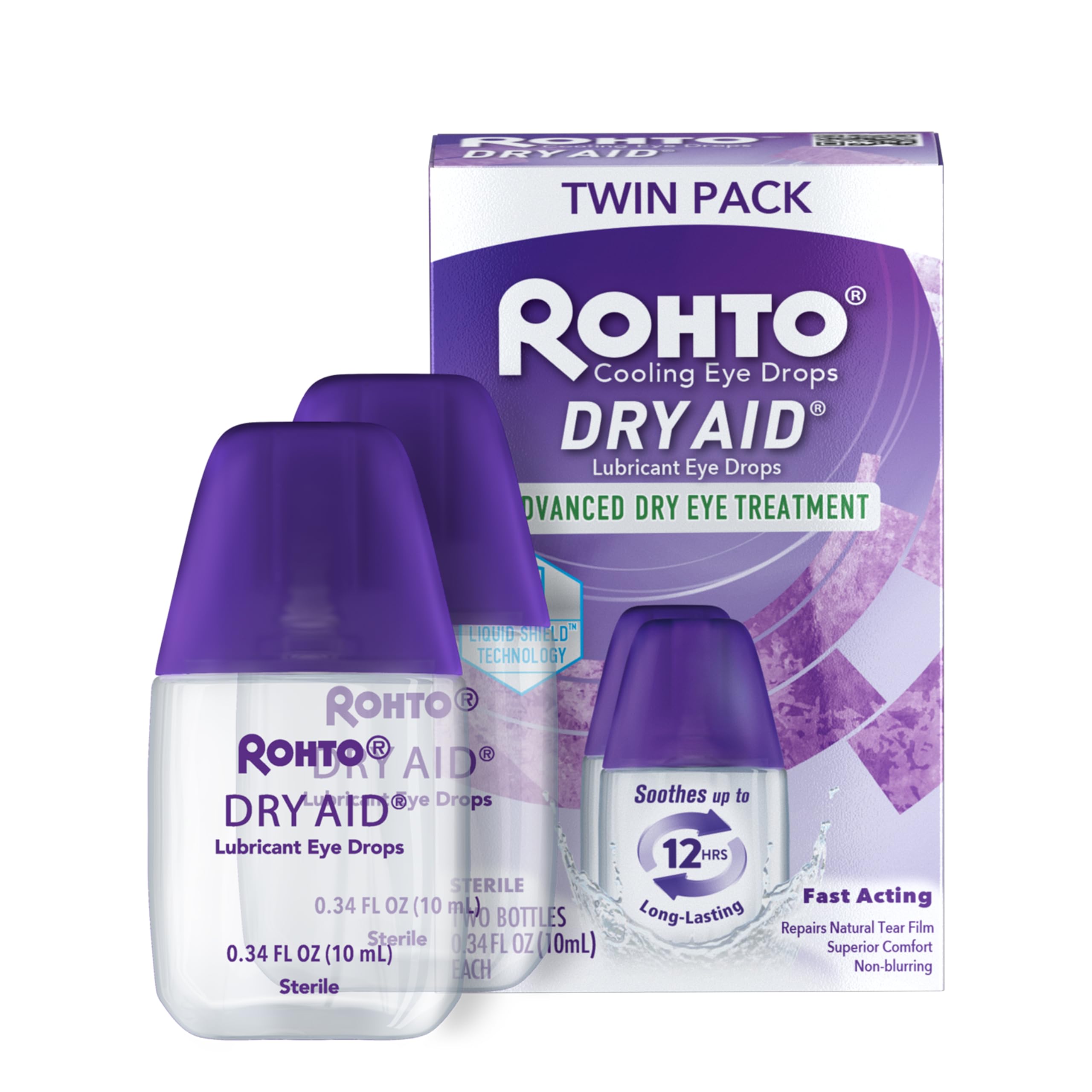 Rohto Dry Aid Lubricant Eye Drops, Fast Relief for Dry Eyes, Long ...