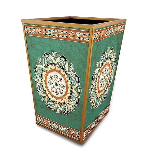 Trash can Turquoise Oriental Traditional Miniatures Handmade Decorative Waste