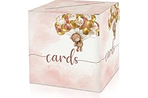 HEZNZXQ Bear Balloon Card Box - Watercolor Collapsible Money Box or Gift Box for Baby & Bride Shower, Birthday, Wedding Reception, Engagement Party, Graduation - 8"x8"x8" Party Favors Decorations Boxes(08)