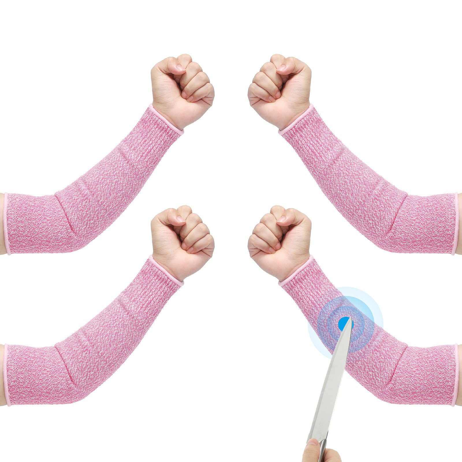 PATIKIL 14 Inch Cut Resistant Sleeve, 2 Pairs Arm Safety Protectors Sleeves Forearm Sleeve HPPE Level 5 Protection for Thin Skin and Bruising, M, Pink