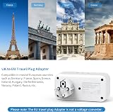 Mscien UK to European Travel Adapter Plug 3 USB 2 Way Extension Socket Type E F view 3