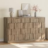ONBRILL 61" Sideboard Buffet Cabinet with Storage, Washed Grey | Large Coffee Bar Cainet, Credenza Console Cabinet, Buffet Table, with Doors and Shelves,for Kitchen Living Room Entryway