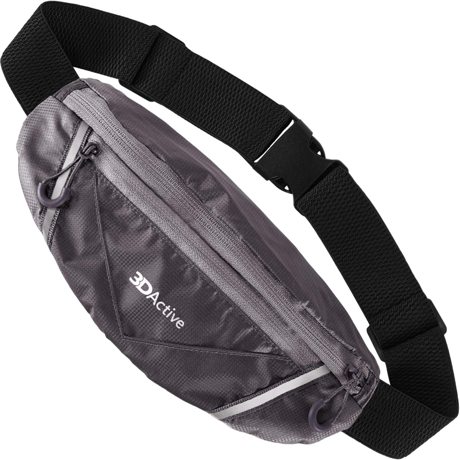 3DActive Running Belt PRO Waist Pack, Water Resistant Runners Belt, Workout Fanny Pack, Ultra-Lightweight, Adjustable, Reflective Running Pouch for Exercise, iPhone, Android & Accessories - Grey