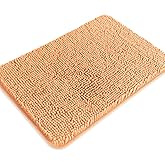PureSwan Peach Bathroom Rugs – Absorbent and Washable Bath Mat, Non-Slip, Thick Soft Chenille Bath Rugs for Bathroom Floor, Shower, Sink - 17" x 24"