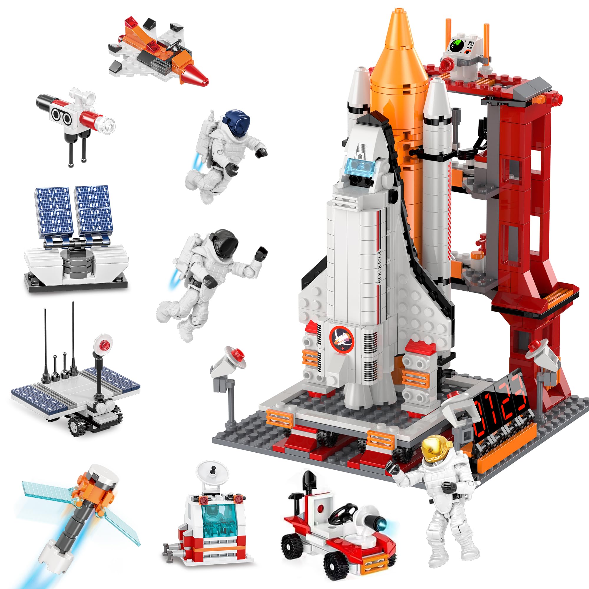Photo 1 of HIEMAO Space Shuttle Exploration Rocket Launch Center Building Set, STEM Aerospace Rocket Building Toys for 6 7 8 9 10 11 12+ Kids Boys Girls, Best Gifts for Christmas Birthday (855Pcs)