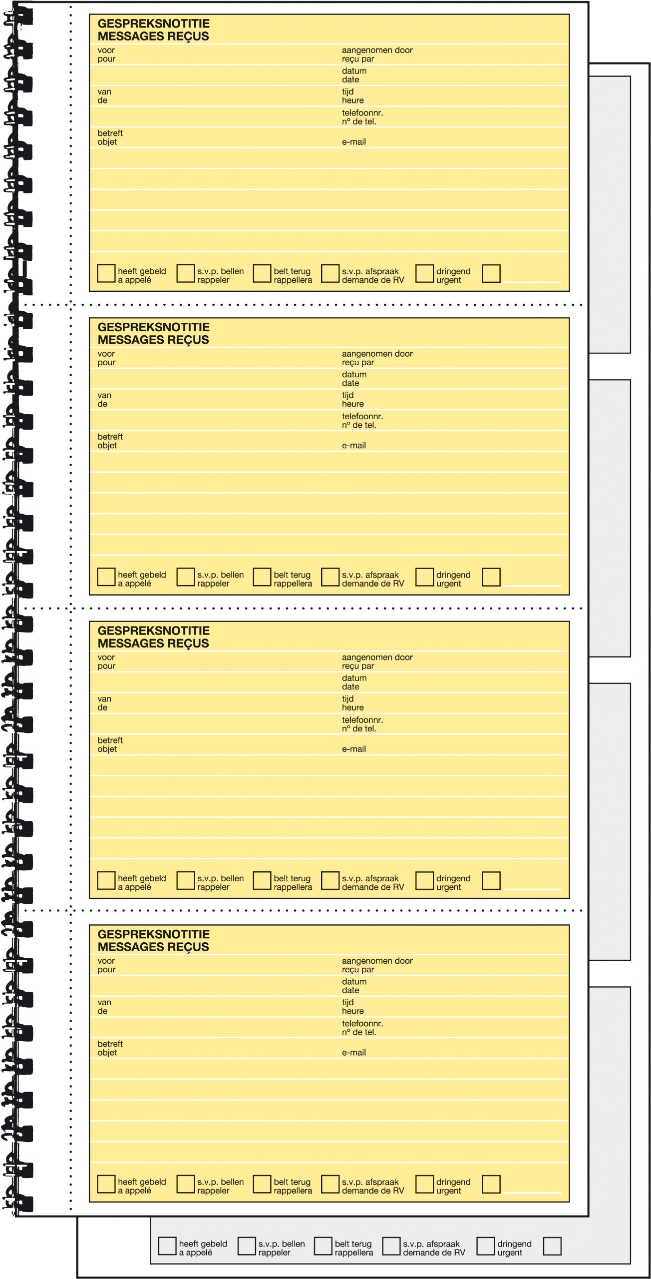 Sigel Expres 30260 Terugbelboek Spiral Bound 2 x 160 Telefoon of Gespreksnotities Dutch Language Telephone Note / Memo Pad Carbonless Paper 297 x 140 mm