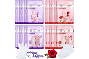 Dimsile 24 Pcs Hand and Foot Mask for Women Hand Foot Moisturizing Gloves Socks Beauty Kits for Women Spa Party Supplies for Girls(Rose and Lavender)