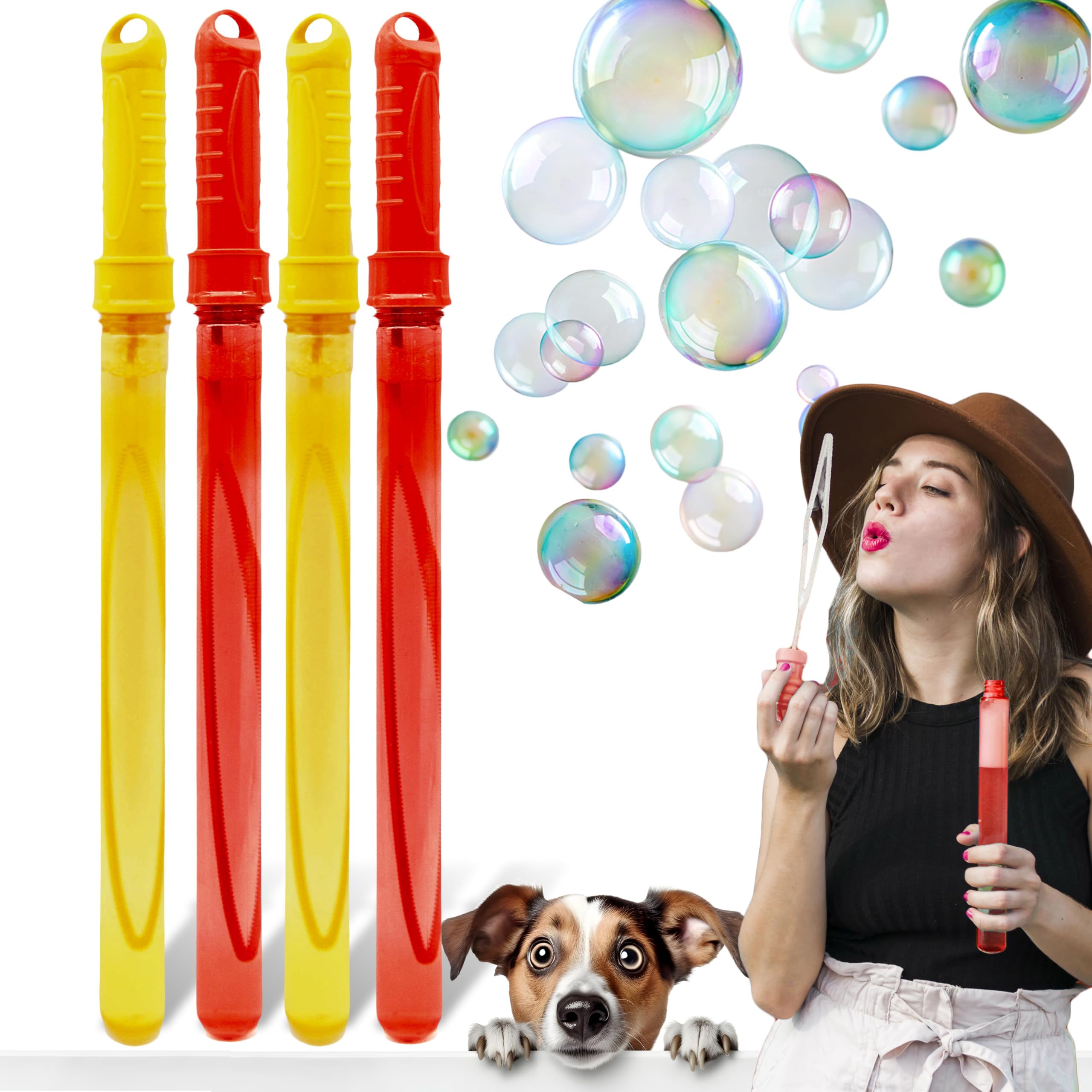 Petopedia 4x Fun Blowing Bubbles - Beef & Peanut Butter Scented Oil, Interactive Toys for Dog Boredom, Safe for Puppy, Small, Medium & Large Dogs (480ml Pack of 4)