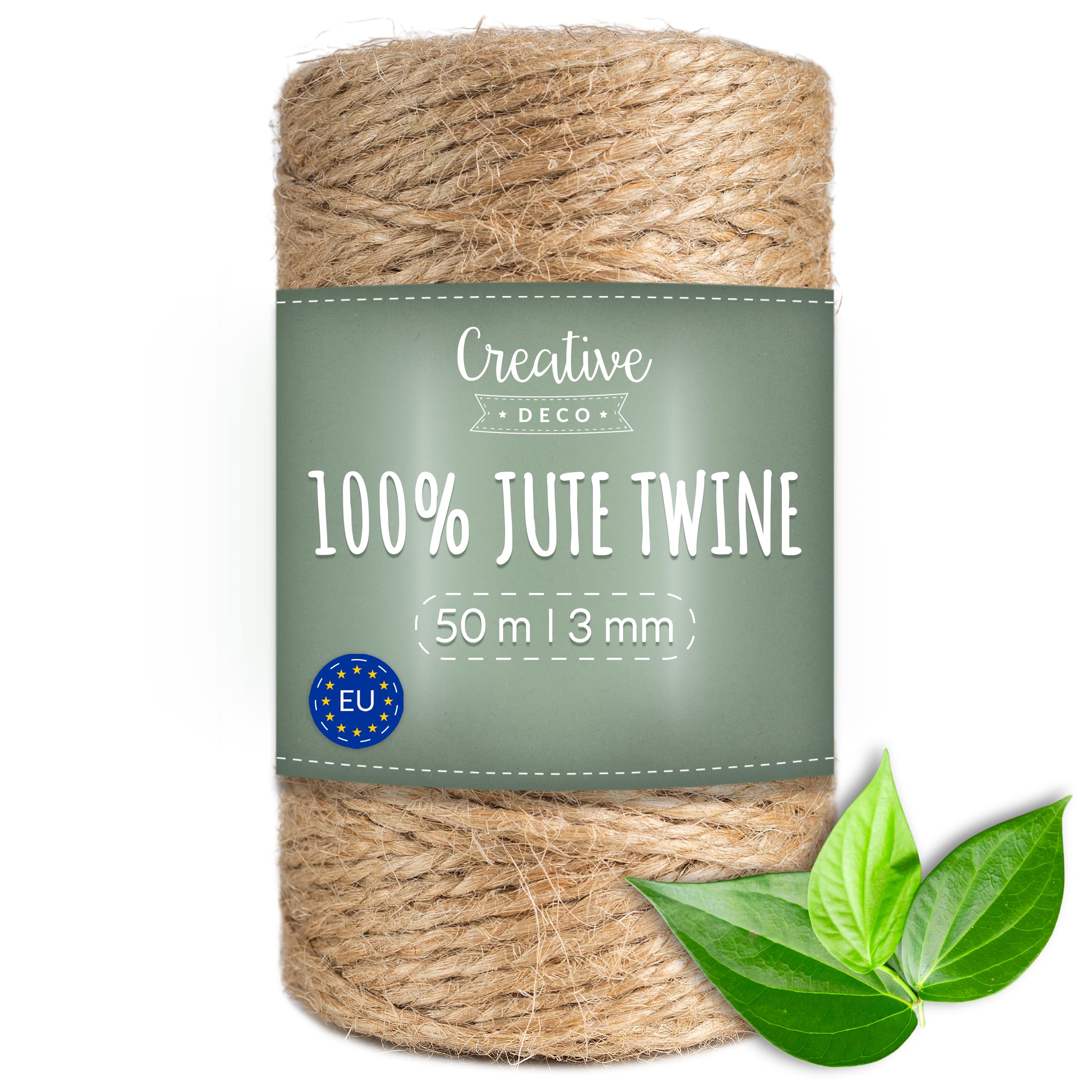 Creative Deco 164 Feet Jute Twine Rope String Natural Brown | 50 m Garden Jute String Roll | 3mm Thickness 3 Ply | Cord for Gardening Arts & Crafts DIY Decoration Gift Wrapping | Thick & Strong