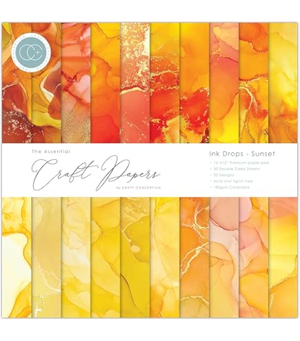 Craft Consortium Double-Sided Paper Pad 6"X6" 40/Pkg Ink Drops - Organic, 20 Des | Australia