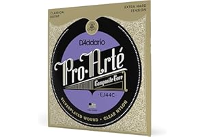 D'Addario Guitar Strings - Pro-Arte Classical Guitar Strings - EJ44C - Nylon Guitar Strings - Silver Plated Wrap, Composite Core, Clear Nylon Trebles - Extra-Hard Tension