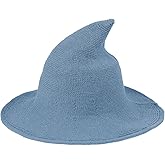 Century Star Women Witch Hat for Halloween Wool Hats Wide Brim Spire Knitted Cap Party and Daily