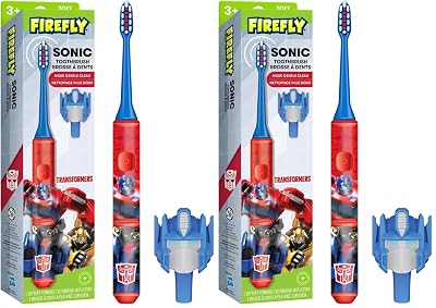 FIREFLY Transformers Sonic Toothbrush with 3D Cover, Soft, Ages 3+ (Pack of 2)