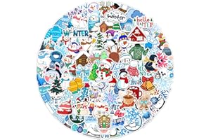 XZENTIRA, 103 PCS Winter Stickers for Kids, Snowflake Stickers for Water Bottles, Hello Winter Vinyl Waterproof Stickers for Laptop Skateboard Phone Penguin, Snowman Stickers for Kids Teens Girls