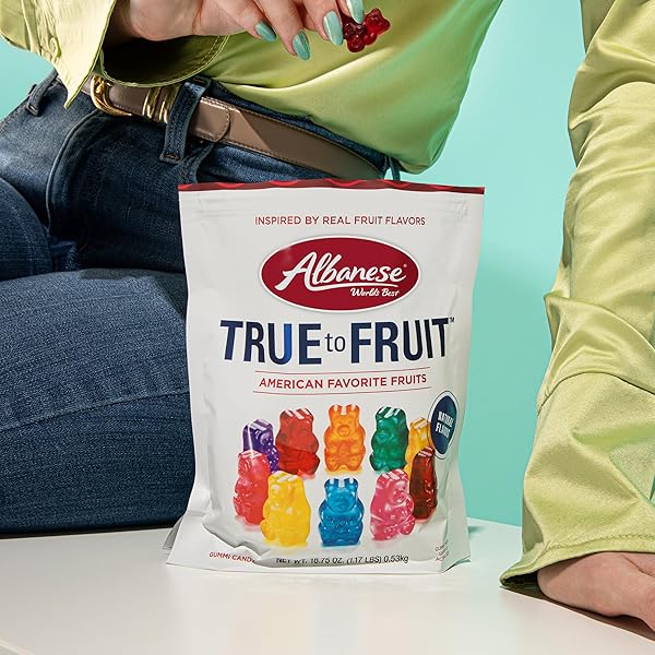 ALBANESE WORLD’S BEST TRUE TO FRUIT™ – AMERICAN FAVORITE FRUITS GUMMIES, 18.75OZ BAG OF CANDY