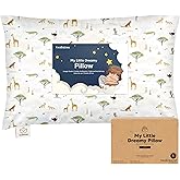 KeaBabies Toddler Pillow with Pillowcase, Jumbo 14X20 - Soft Organic Cotton Toddler Pillows for Sleeping - Machine Washable - Perfect for Travel, Toddler Bed Set (Grasslands)