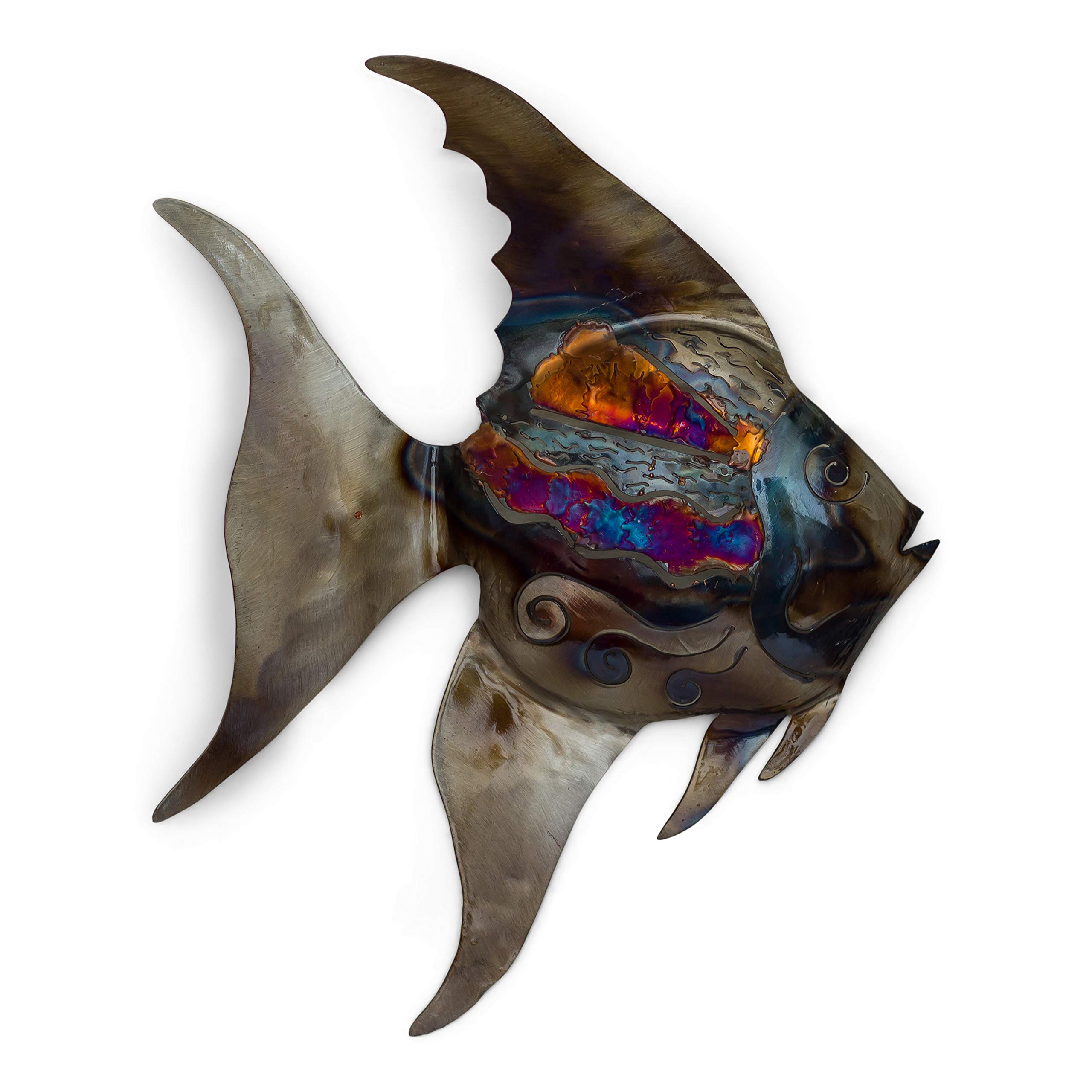 Tumia LAC Tropical Fish - Recycled metal wall hanging decoration - 28cm - handmade