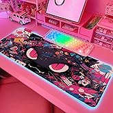 JMIYAV Pink RGB Gaming Mouse Pad 31.5x12 Inch PC XL Large Extended Glowing Led Light Up Desk Pad Non-Slip Rubber Base Computer Cute Mousepad Mat Desk Accessories Gaming Setup 763