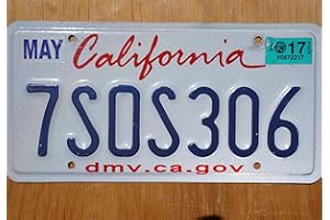GENERIC Authentic License Plate - All 50 States + Territories License Plate Tags in Good Condition, Great for Decoration, Art Projects, Garages, Unique Gifts, Man Caves. (California)
