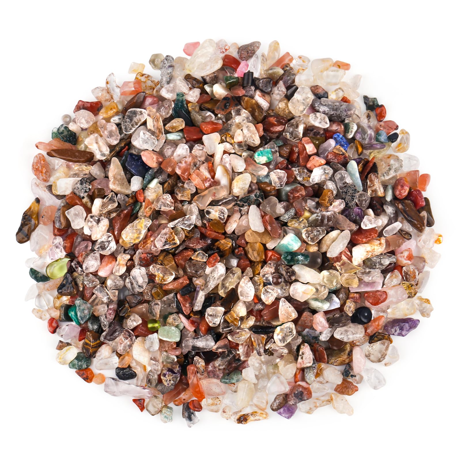 400 g Crystal Chakra Chips Set, 5 - 15 mm Tumbled Stones, Mini Gemstones Can Be Used for Vases, Decorative Ornaments