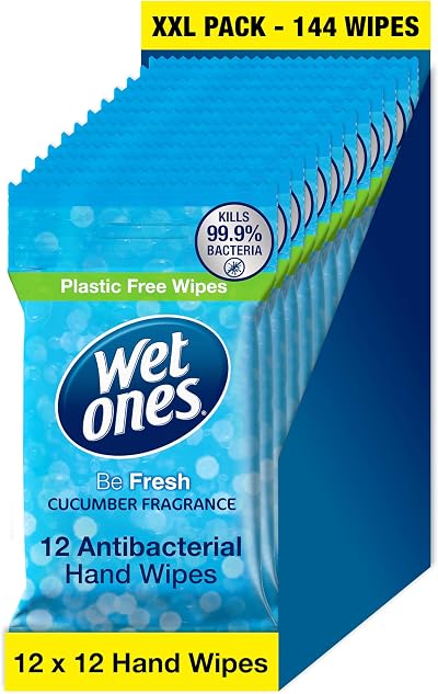 Wet Ones Be Fresh Plastic Free Antibacterial Pocket Wipes 144 wipes 12x12