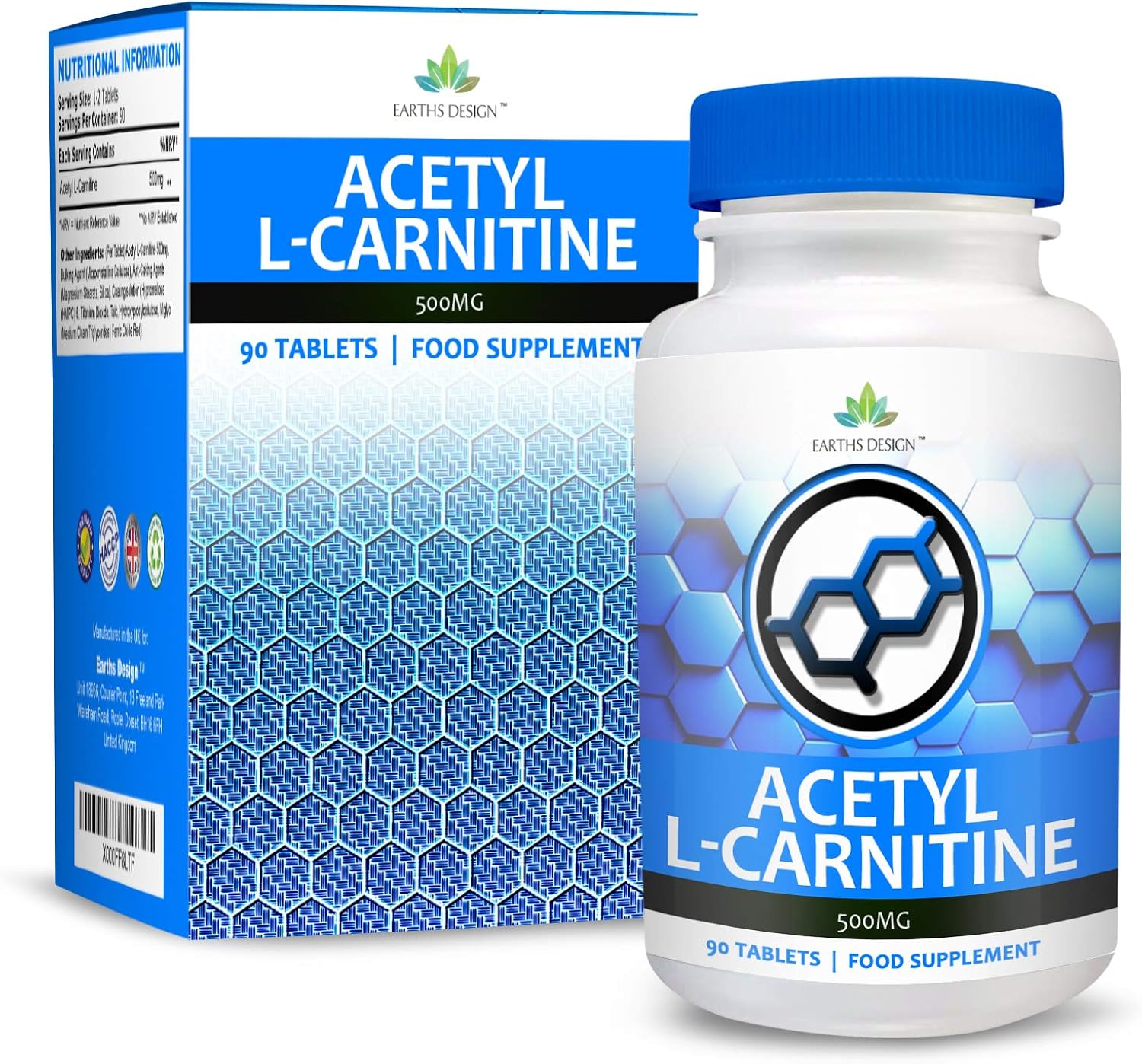 Earths Design Acetyl LCarnitine 500mg Carnitine L Carnitine Amino