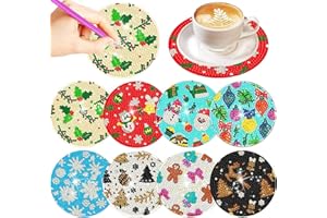 DOTSOPS 8 Pcs Diamond Painting Coasters- Diamond Art Coasters for Beginners Adults & Beginners Diamond Art Kits for Adults Craft Supplies