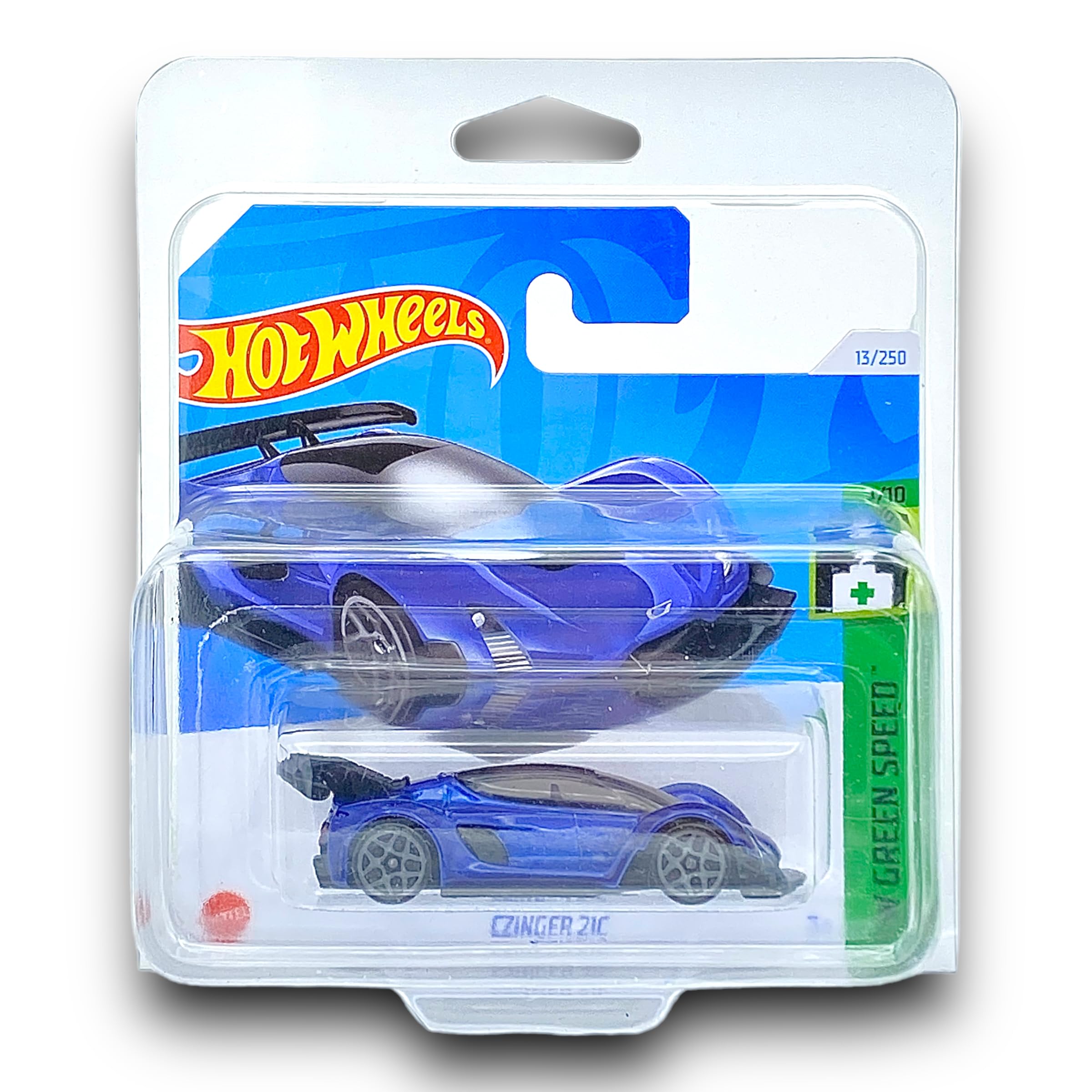 Hot Wheels Czinger 21C (Blue) 1/10 HW Green Speed - 2024-13/250 (Short Card) - COMES IN A KLAS CAR KEEPER SHORT CARD PROTECTOR CASE - HRY49