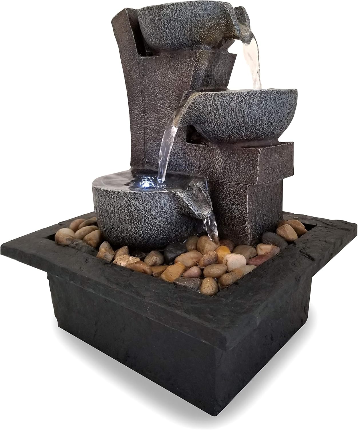 DANNER MANUFACTURING 03801 Aura Meditation Fountain with 3 Tiered LED Waterfall, Pack of 1 : Garden & Outdoor